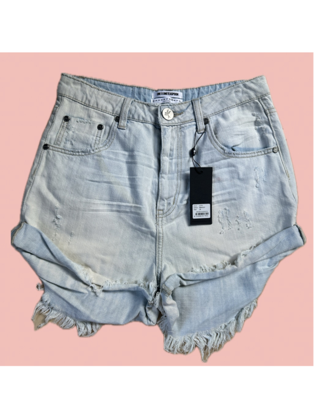 One Teaspoon Brando Bandits Distressed Denim Shorts NWT Size 29